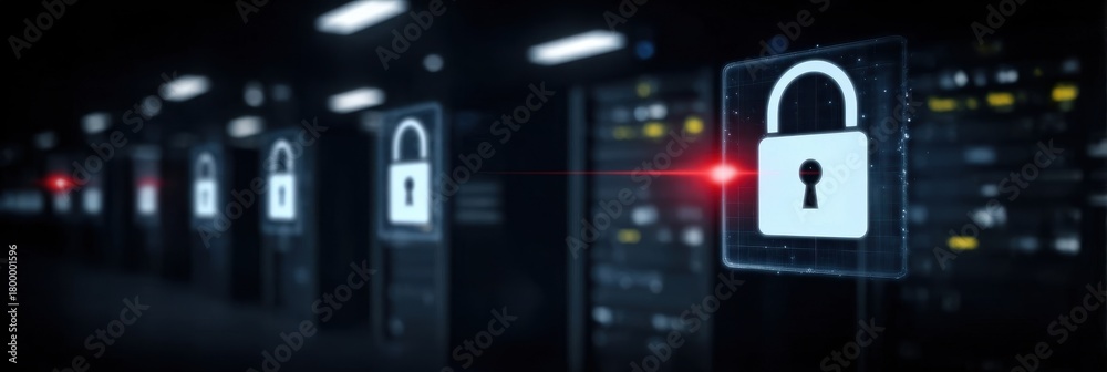 Fototapeta premium Voice protocols managed by corporate software interact with the database server seamlessly, ensuring every connection is protected by a high performance firewall