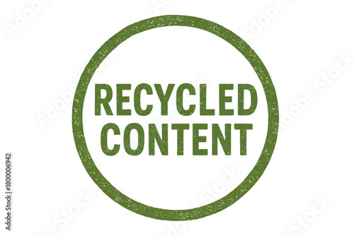 Round seal RECYCLED CONTENT uppercase geometric font ecogreen tone ink pattern rustic pressure texture