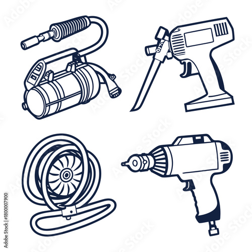 Set of various construction tools isolated on for repair work