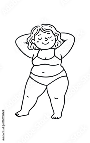 handdrawn cute doodle style body confidence pose vector line illustration