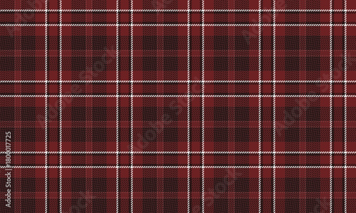 Seamless plaid pattern in dark red, white, and brown for designing clothes, skirts, pants, dresses, and blankets that require a simple, charming, and unique look.