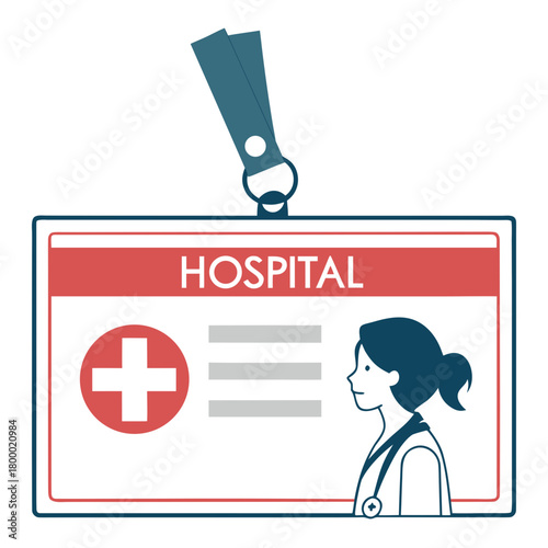 Hospital staff id card isolated on