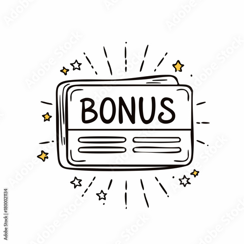 Bonus card doodle icon. Loyalty program coupon card hand drawn sketch style icon.