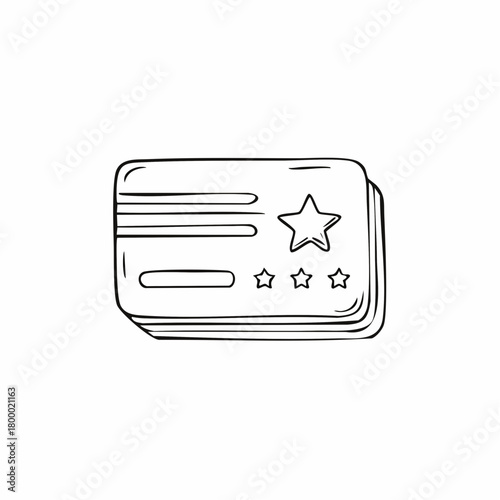 Bonus card doodle icon. Loyalty program coupon card hand drawn sketch style icon.