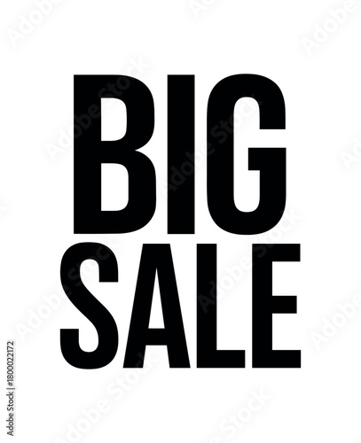 Clean bold typography with text BIG SALE modern condensed font geometric layout isolated on white background minimal vector design commercial lettering style