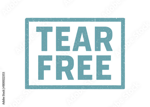 Rectangular seal TEAR FREE condensed geometric font light blue tone gentle ink texture rustic vintage layout