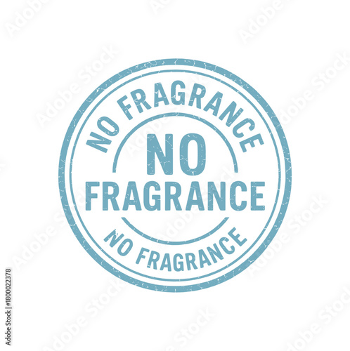Round badge NO FRAGRANCE uppercase baby blue ink tone cracked texture circular outline border