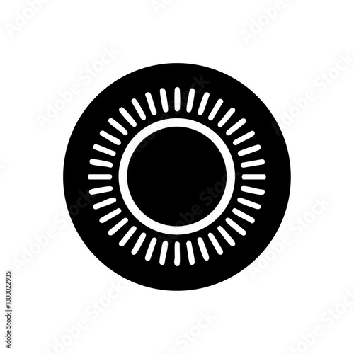 Circular dial with radial ticks suggesting dimmer knob, volume control or adjustment setting for audio, light or temperature.
