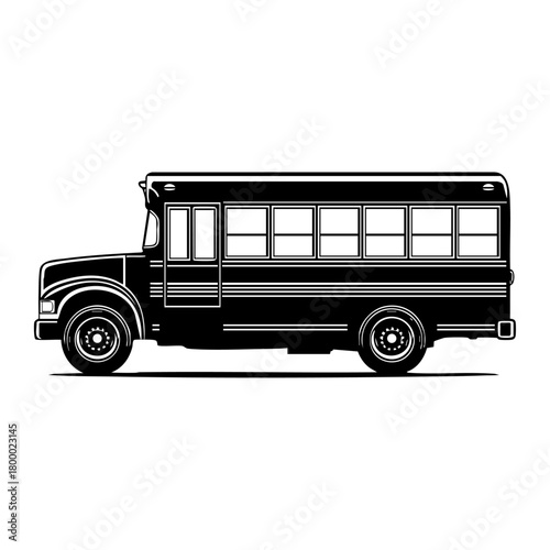 Side view of a classic school bus representing student transportation, education logistics and community travel.