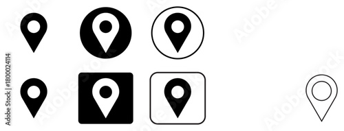 Location pin map markers icon set, black and white various styles for digital design and navigation applications