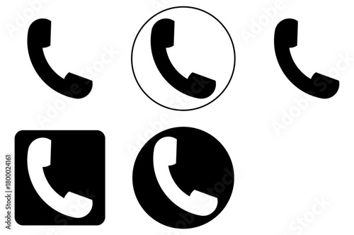 Versatile set of black and white phone receiver icons for communication and contact concepts