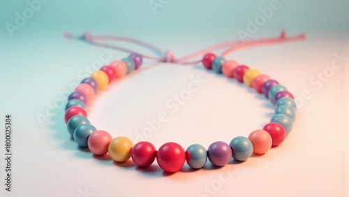 Colorful beads arranged in the shape of a heart.