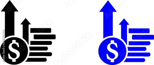 money-growth-arrows-icon set. vector illustration, pictogram isolated on white background. color editable