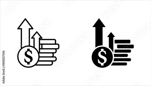 money-growth-arrows-icon set. vector illustration, pictogram isolated on white background. color editable