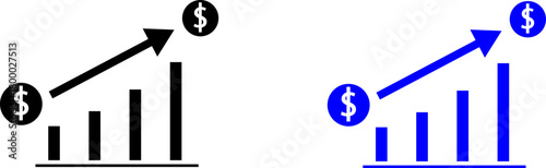 financial-bar-chart-dollar-icon set. vector illustration, pictogram isolated on white background. color editable