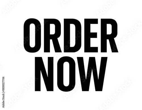 Clean bold typography with text ORDER NOW modern condensed font geometric layout isolated on white background minimal vector design commercial lettering style