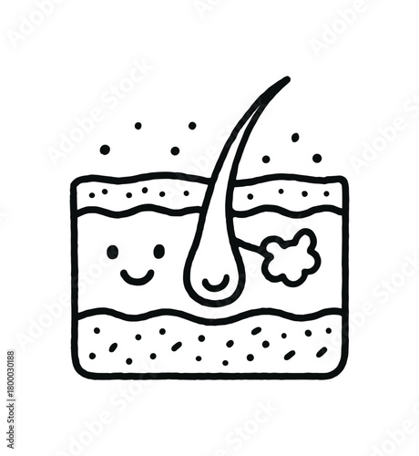 handdrawn cute doodle style dermatology approved skin icon vector line illustration