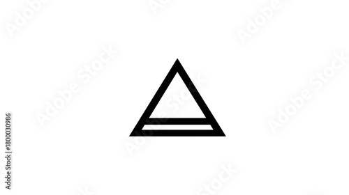 Minimalist black alchemical symbol for Earth or Ground. Upward pointing triangle with two horizontal lines. Element icon.