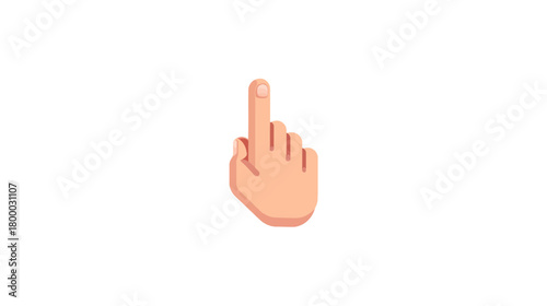 Cartoon human hand pointing up with index finger. Flat design vector graphic for selection, direction, click, tap, press, choose concepts.