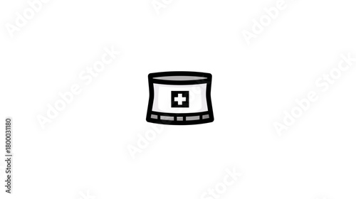 Simple cartoon medical kit icon with cross symbol. First aid and healthcare concept illustration, isolated on white background.