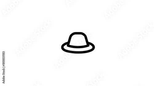 Black line icon of a classic hat, minimalist vector graphic on white background. Simple pictogram for fashion, accessories, and style.
