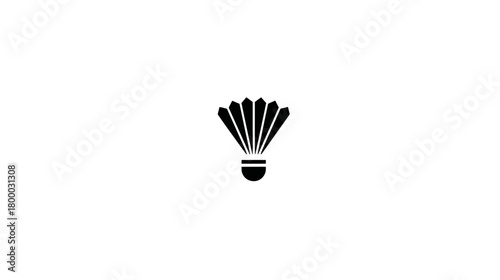 Minimalist black badminton shuttlecock icon isolated on a clean white background, graphic design element for sport equipment