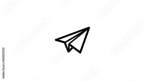 Minimalist hand drawn paper airplane icon. Simple black outline doodle sketch symbol on white background for sending messages.