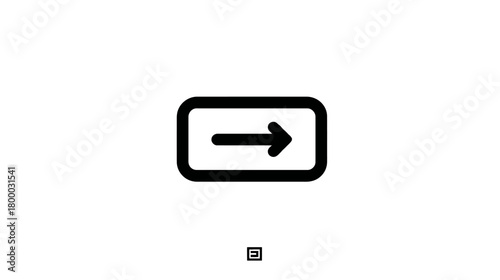 Minimalist black right arrow icon within a sleek rounded rectangular outline on a clean white background, essential digital user interface navigation element
