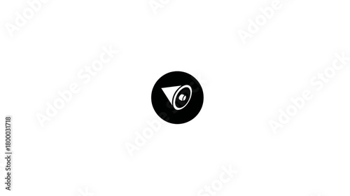 Modern Black and White Loudspeaker Speaker Icon in Circle for Communication, Announcement, Sound, and Audio Volume