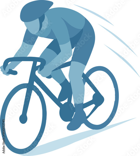 Cyclist in blue racing gear on a bicycle cycling sport