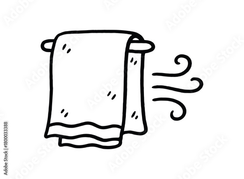 handdrawn cute doodle style fast drying towel airflow symbol vector line illustration