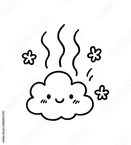handdrawn cute doodle style mild fragrance aroma wave vector line illustration