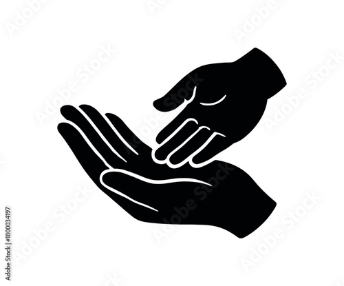 tender touch baby hand icon flat black solid vector illustration isolated on white background