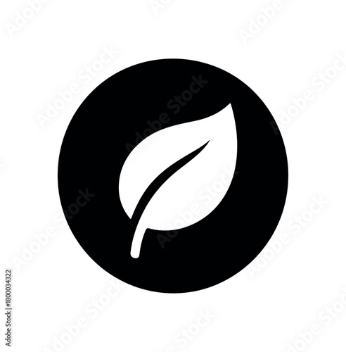 biodegradable product leaf circle icon flat black solid vector illustration isolated on white background