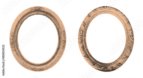 Elegant Vintage Ornate Baroque Frames in Halftone Engraving Style