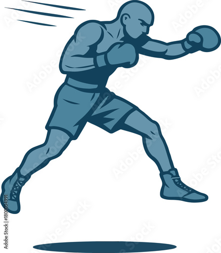 Male boxer throwing a punch in motion boxing athlete