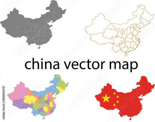  china vector map on islated background
