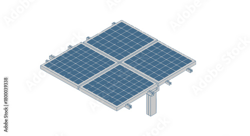 Isometric solar panel array isolated on, capturing clean energy from the sun, promoting sustainability and reducing carbon footprint