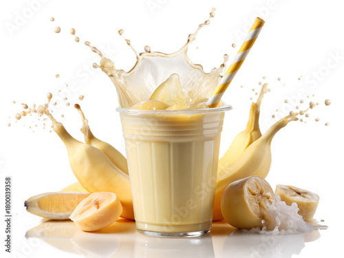 splash of coffee and banana milk shake  milk, glass, beverage, healthy, isolated, freshness, calcium, splash, food, pouring, drop, breakfast, pour, motion, coffee, splashing, dairy, liquid, drink, whi