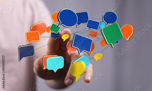 Hand touching digital messa...