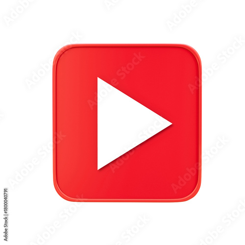 Free Download Simple Red Square Play Button Icon Illustration on a transparent background. - GFXLoad