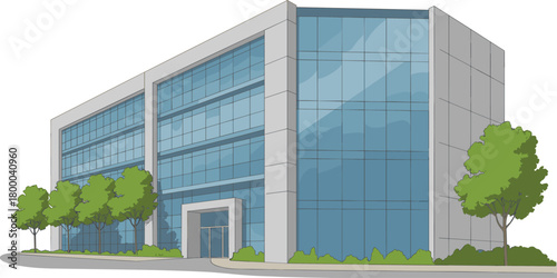 modern office building exterior with glass facade, corporate business architecture, contemporary commercial property design,