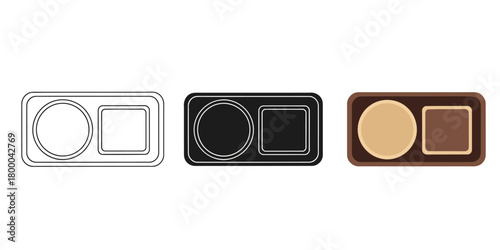 Simple Black and White UI Element with Circle and Rectangle Outlines Design