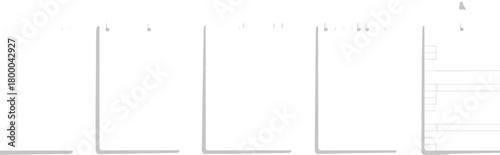 Set of spiral notepads with lined, blank and grid paper, realistic notebook collection for writing, drawing, school or office design