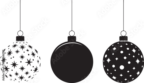 Christmas balls icon set silhouette vector illustration