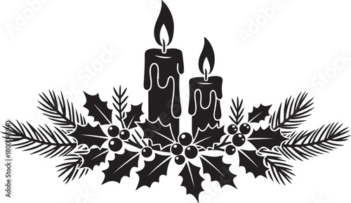 Christmas candle arrangement in vintage silhouette style