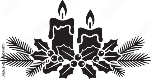 Christmas candle arrangement in vintage silhouette style
