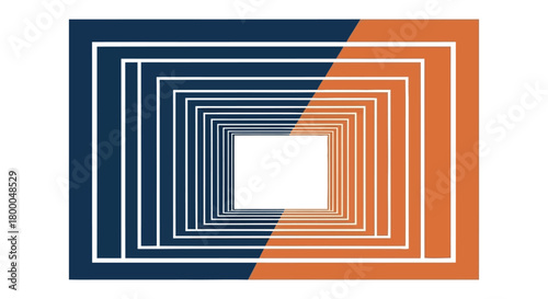 Flat Abstract Corridor Design Created with Converging Lines in Two Solid Colors