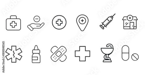 Pharmacy Icon Pack Clean Medical Line Icons