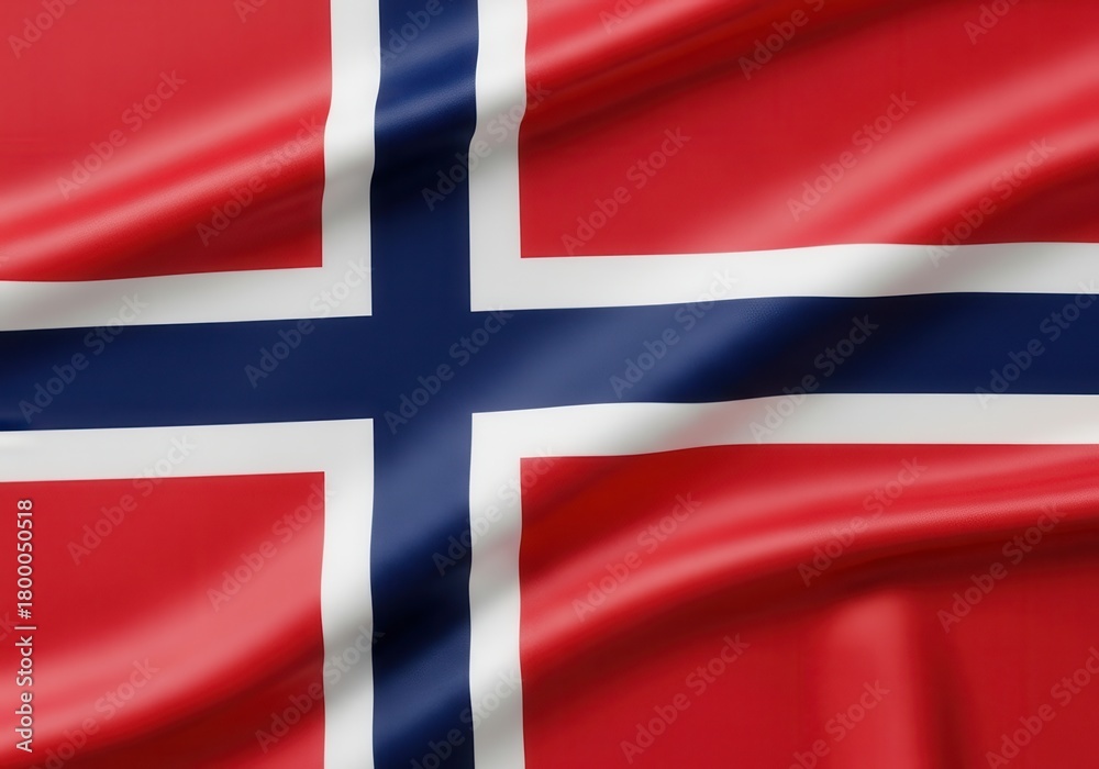 Fototapeta premium Waving norwegian flag with red white and blue colors